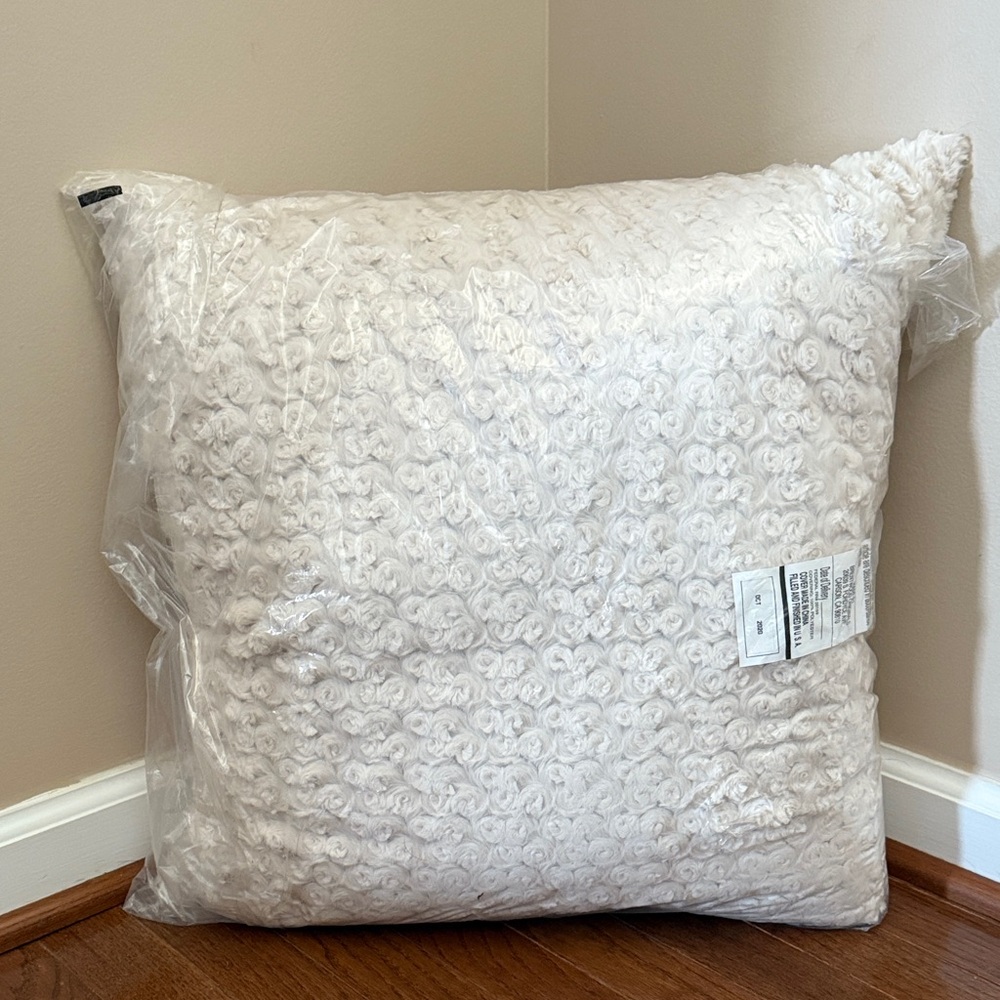 Textured White Throw Pillow
